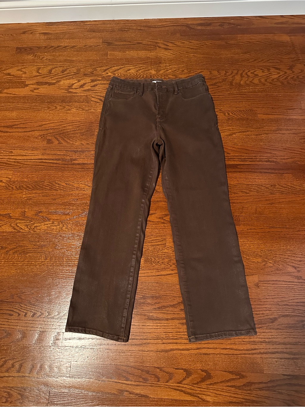 Good Legs Coated Straight Jeans | Light Mocha004